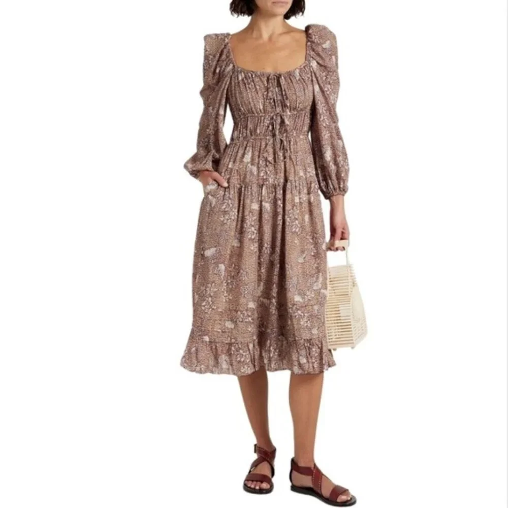 NWOT Ulla Johnson Pleated Floral Dress - Picture 1 of 11
